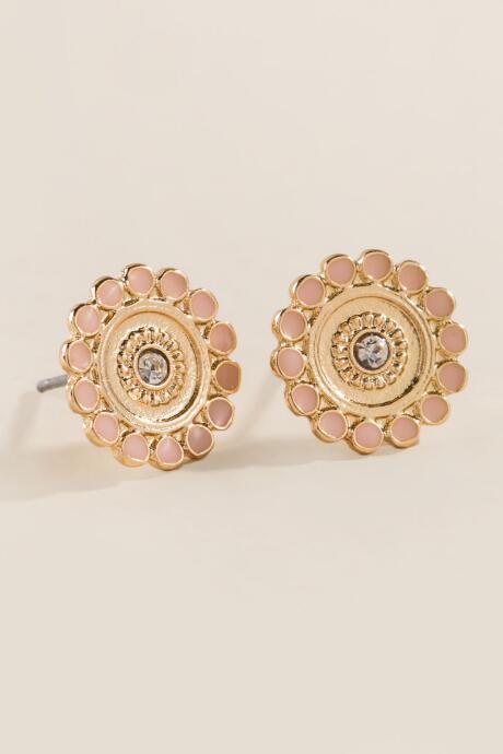 Francescas Kallie Flower Button Studs - Blush