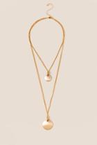 Francesca Inchess Double Layer Brushed Gold Coin Necklace - Gold