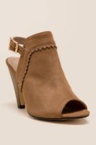 Charles Albert Shakey Scalloped Cone Heel Shootie - Cognac