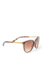 Francesca's Plastic Tort W Chain Design Sunglasses - Tortoise
