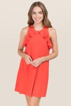 Mi Ami Priya Ruffle Trim Shift Dress - Red