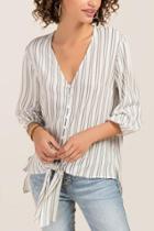 Francesca's Darill Striped Button Down - White