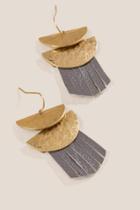 Francesca's Shonna Leather Fringe Earrings - Gray