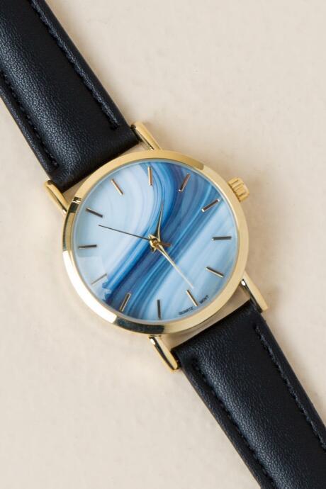 Francesca's Joplin Marble Abstract Watch - Black