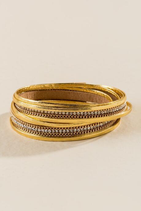 Francesca's Lydia Metallic Wrap Bracelet - Gold