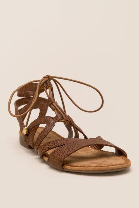 Francesca's Callie Lace Up Gladiator Sandal - Tan
