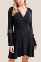 Francesca Inchess Emery Bell Sleeve Skater Dress - Black