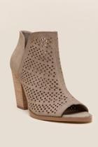 Restricted Winery Laser Cut Peep Toe Shootie - Taupe