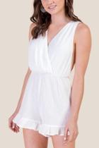 Francesca's Landry Ruffled Hem Cover-up Romper - Ivory