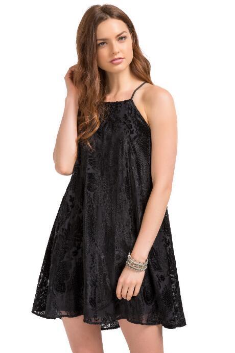 Mi Ami Christiana Velvet Shift Dress - Black