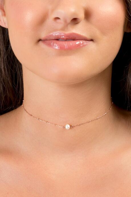 Francesca's Paula Sterling Freshwater Pearl Choker - Rose/gold