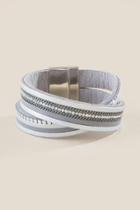 Francesca's Caden Leather Magnetic Wrap Bracelet - Gray