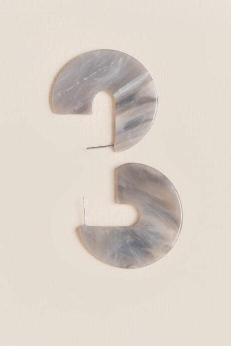 Francesca's Macie Marbled Hoop Earring - Gray