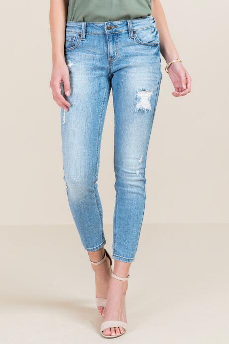 Francesca's Eunina Light Destructed Skinny Jeans - Lite