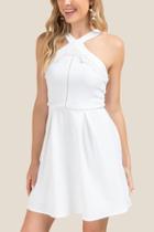 Francesca Inchess Addison Y-neck A-line Dress - White