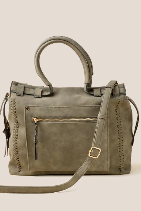 Francesca's Kara Braided Tote In Olive - Olive