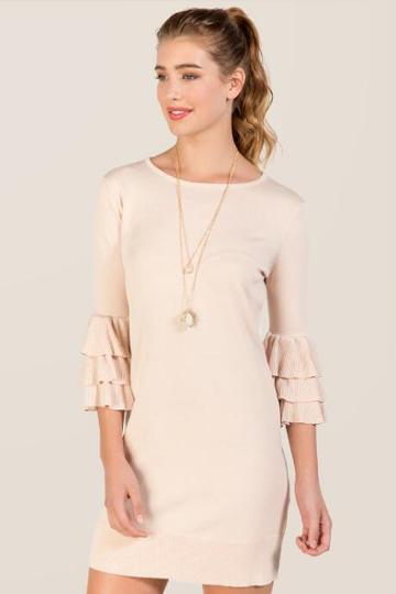 Blue Rain Gia Ruffle Sweater Dress - Blush