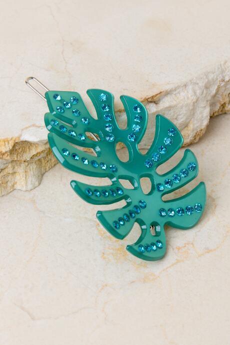 Francesca's Scarlett Palm Leaf Hair Clip - Forest