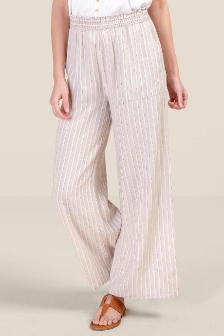 Francesca's Diana Striped Palazzo Pants - Sand