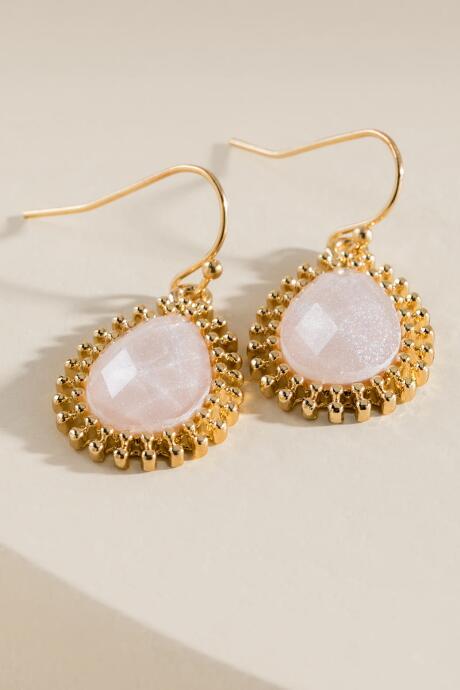 Francesca's Helen Faceted Stone Teardrop Earrings - Ivory