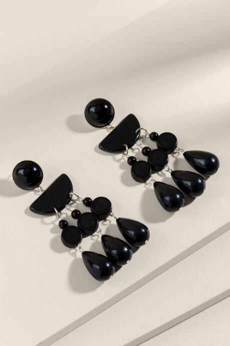 Francesca's Lucy Geometric Chandelier Earrings - Black