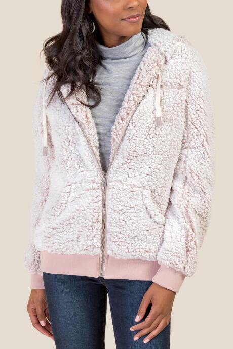 Francesca's Stowe Wubby Full Zip Jacket - Blush