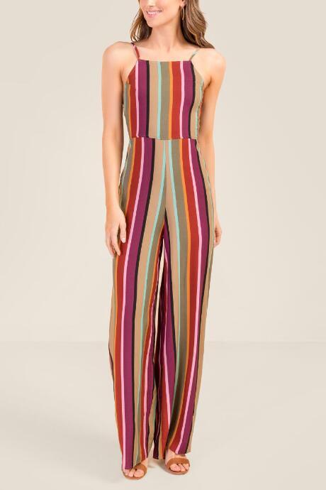 Francesca's Brittany Striped Jumpsuit - Multi