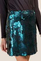 Francesca's Hanna Allover Sequined Skirt - Pine