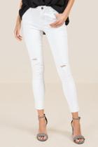 Francesca Inchess Rory Destructed Release Hem Jeans - White