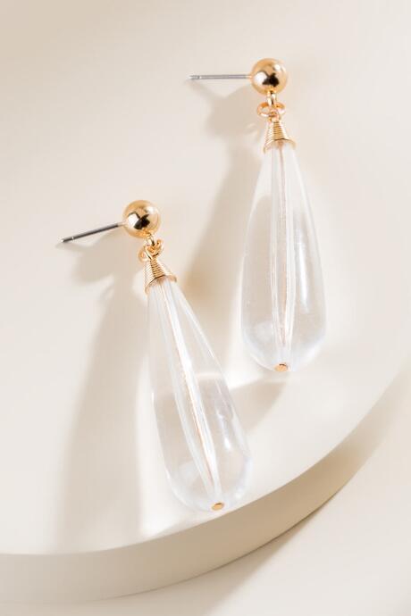 Francesca's Nina Oblong Beaded Drop Earrings - Clear