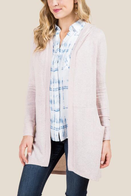 Francesca's Piper Cozy Hooded Cardigan - Blush