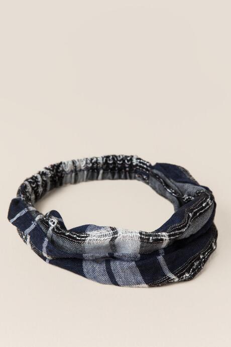 Francesca's Tillie Oversized Plaid Headband - Navy