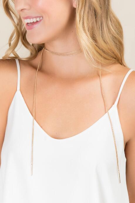 Francesca's Paisley Gold Chain Wrap Necklace - Gold