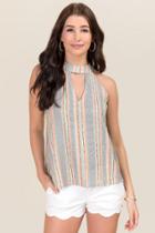 Blue Rain Daylyn Gigi Neck Striped Tank - Neon Coral