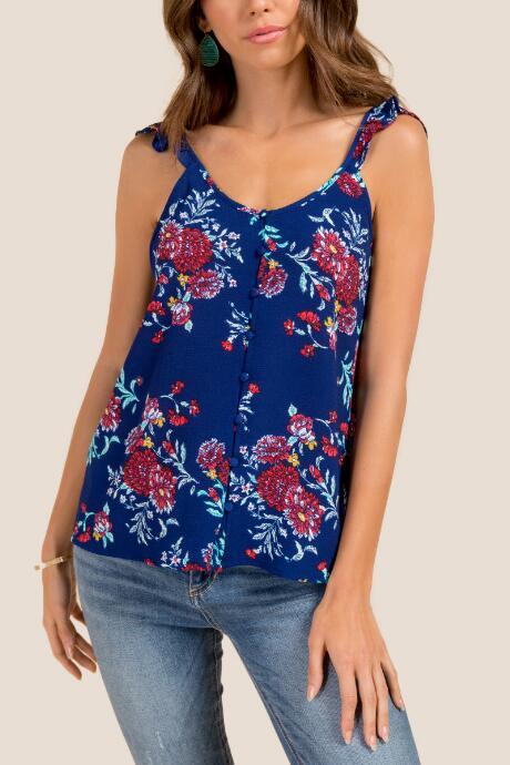 Francesca Inchess Alexa Ruffle Sleeve Tank Top - Navy
