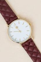 Francesca's Judith Quilted Elephant Watch - Burgundy
