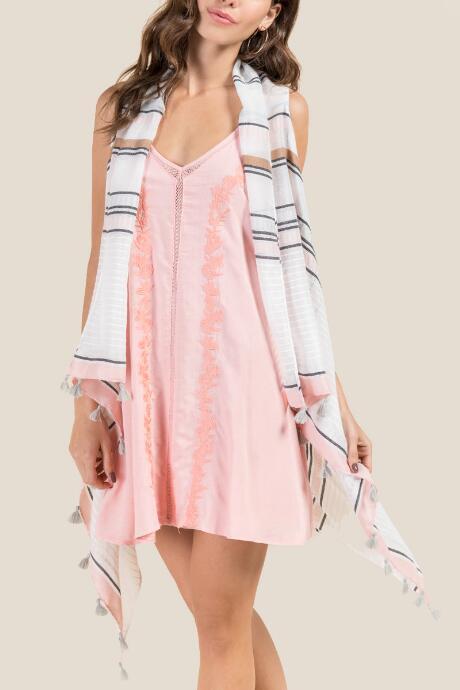 Francescas Livia Pastel Stripe Ruana Vest - White