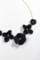 Francesca's Brynn Flower Statement Necklace - Black