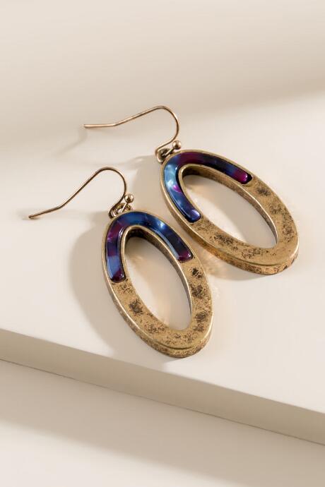 Francesca's Camryn Oval Drop Earrings - Purple
