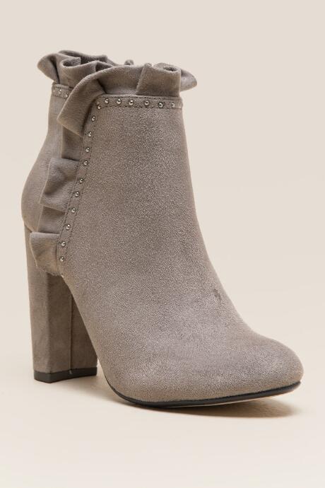 Xoxo Yasmin Ruffle Ankle Boot - Taupe