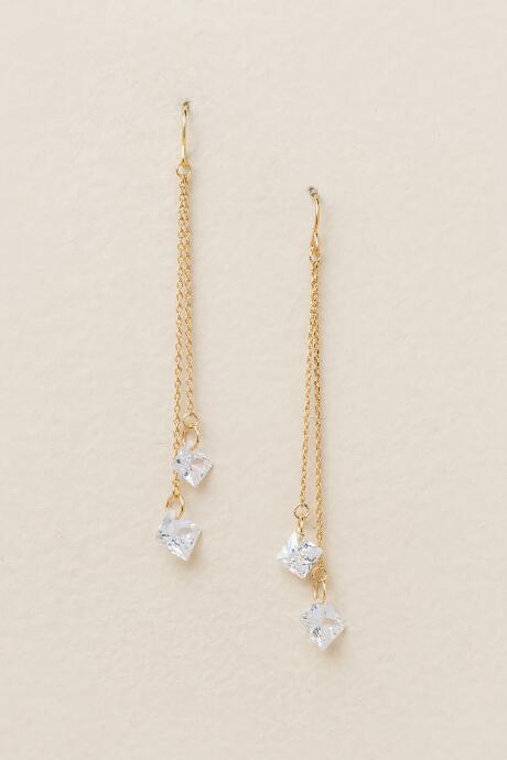 Francesca's Katelynn Cubic Zirconia Chain Drop Earring - Crystal