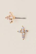 Francesca's Cross Cubic Zirconia Stud Earring - Crystal