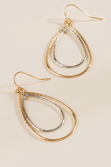 Francesca's Skyla Teardrop Earrings - Mixed Plating