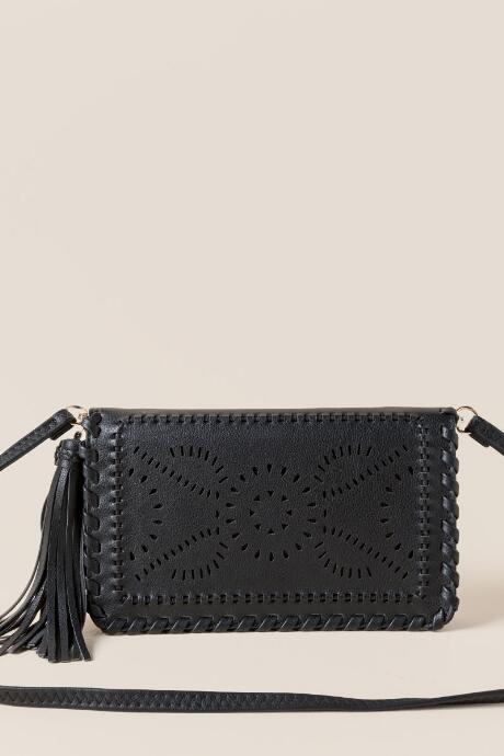 Francesca's Inez Whipstitch Clutch Crossbody In Black - Black