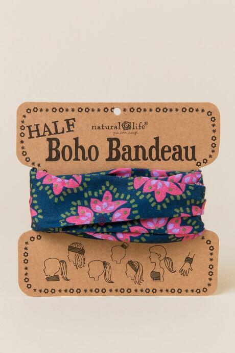 Francesca's Half Boho Bandeau By Natural Life In Pink Blooms - Navy