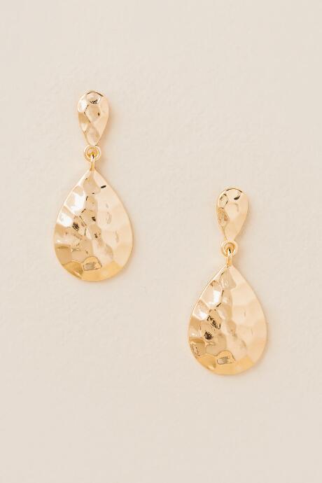 Francesca's Lisa Hammered Teardrop Earring - Gold