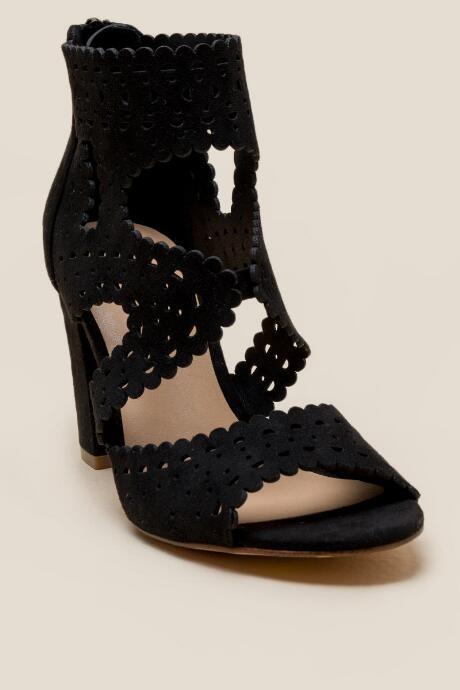 Francesca's Bobby Laser Cut Peep Toe Shootie - Black