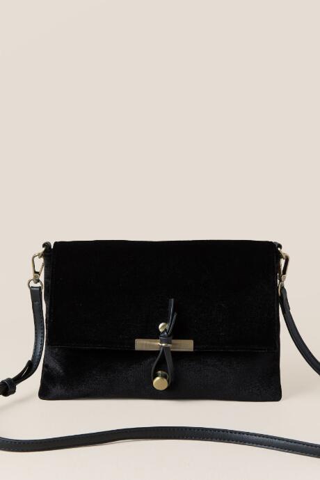 Francesca's Jeanne Velvet Hook Crossbody - Black