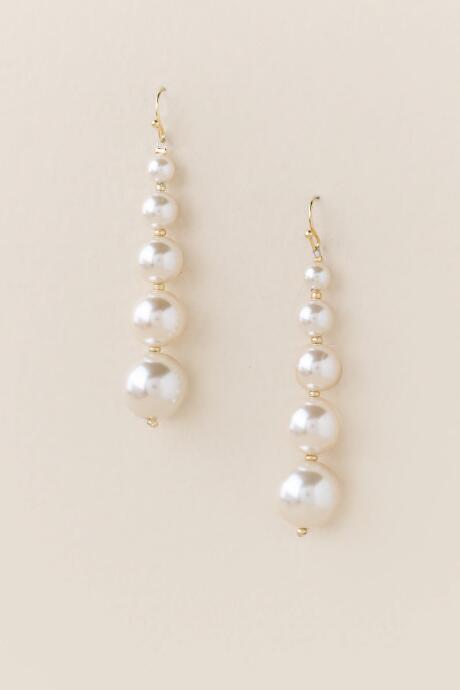 Francesca's Octavia Pearl Bauble Linear Drop Earring - Pearl