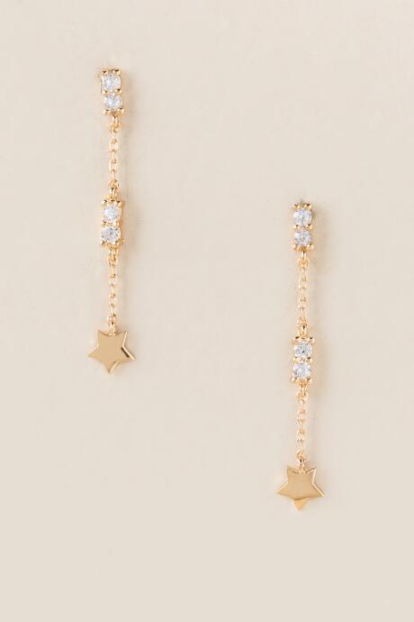 Francesca's Harper Cubic Zirconia Chain Linear Earring - Crystal